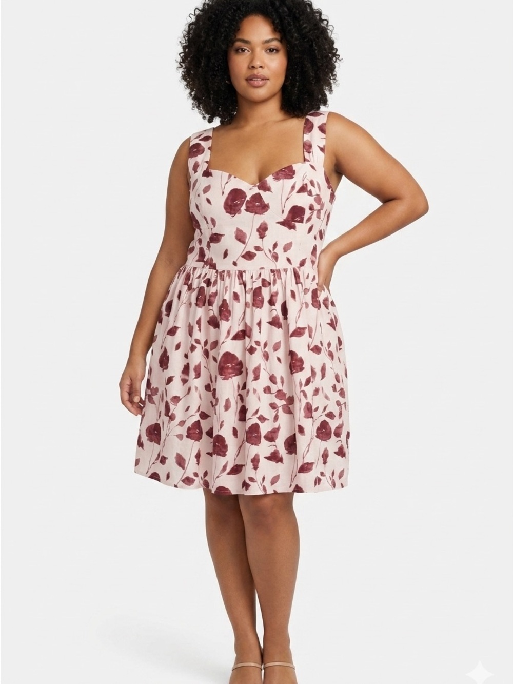 NEW Dynamite Blush Floral Sweetheart Midi Dress NWT